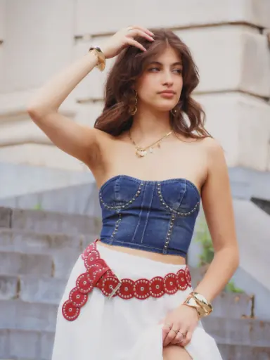 Bustier en jeans JACKY clouté