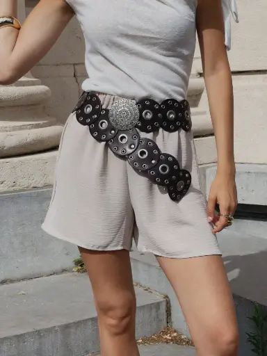 Ceinture COLINE marron à disques