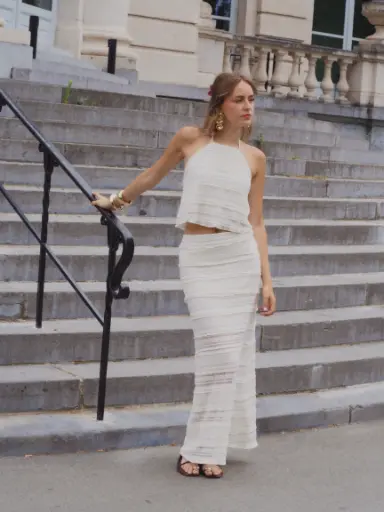 Jupe ZELIE blanc/crochet
