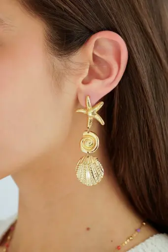 Boucles d'oreilles HELIOS or/coquillage