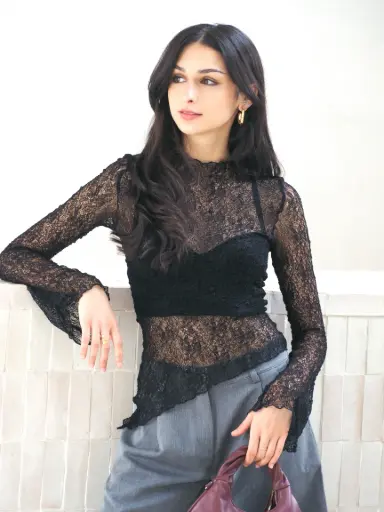 Blouse LEONIE noire/dentelle