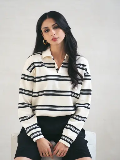 Polo NINON rayé/blanc cassé