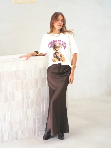 Jupe SOLINE marron/satiné