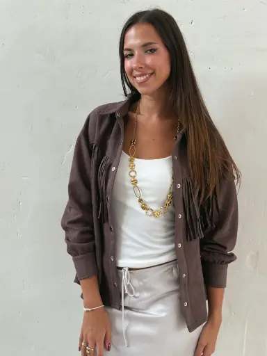 Veste TESSA marron/franges