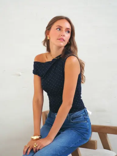 Top strass JULIEN bleu marine