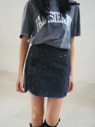 Jupe TINA gris/strass