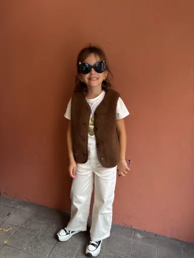 Mini gilet teddy SOFIA brun