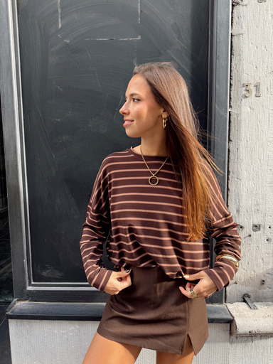 T-shirt manches longues rayé ALINEA brun/brun clair