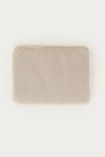 Housse d'ordinateur en fausse fourrure beige