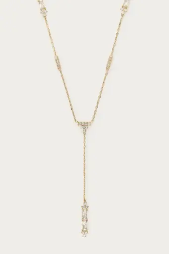 Collier plongeant LYNA or/strass