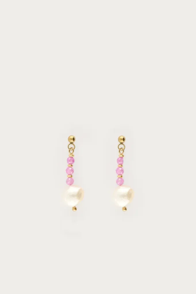 Boucles DAYA perle/rose